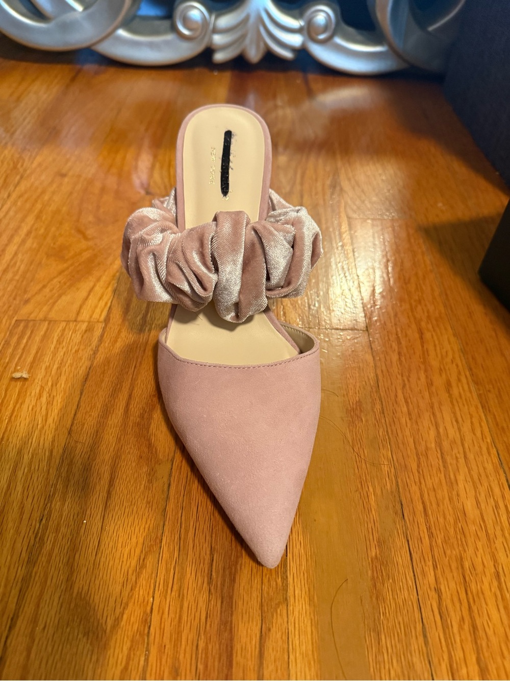 Women's Pink Pointed-Toe Velvet Knotted Mule by Kate Spade
